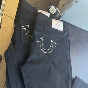 True Religion Women's Jeans with Studded Detail - Black